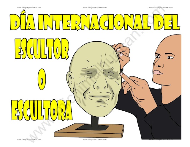 Día Internacional del Escultor o escultora dibujo a color y para colorear